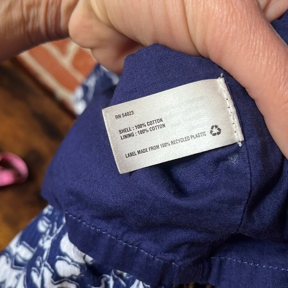 Gap Dress Full Front Button 3/4 Sleeve Tie Waist Blue & White Size 6 - Picture 8 of 10